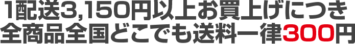 1配送3,150円以上お買上げで全商品全国どこでも送料一律300円